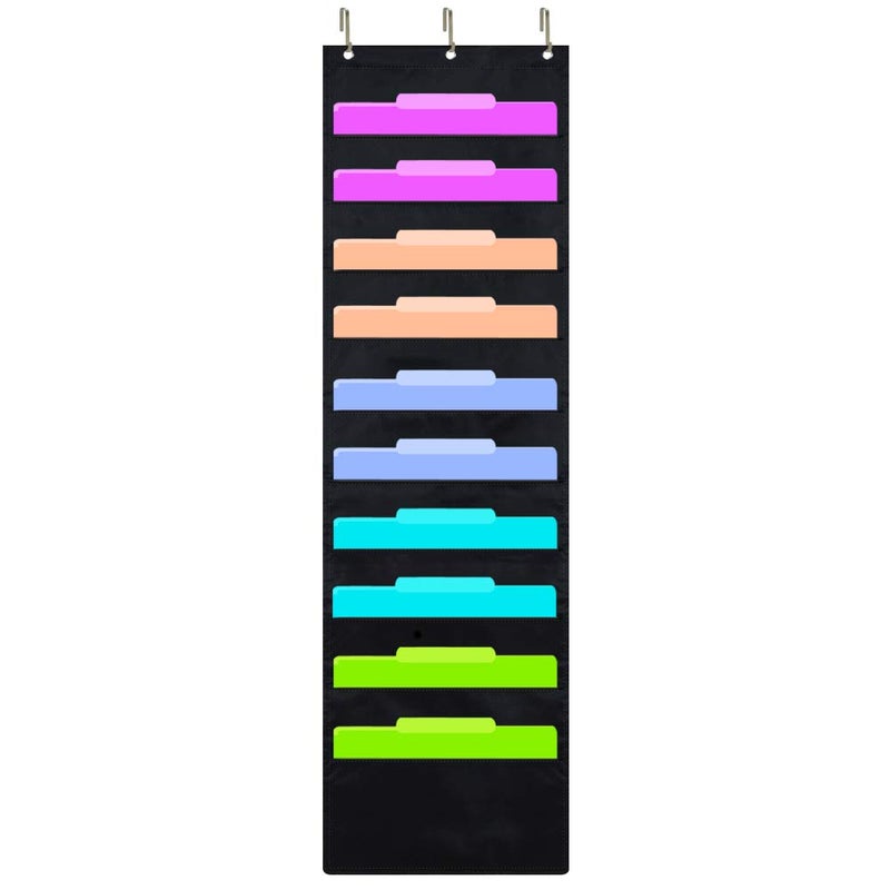 Eamay Hanging File Folder Organizer Wall Mounted - 10 Pockets Wall File Folders, Office Supplies File Document Organizer Holder Pocket Chart for Offices, Classroom or Home Use - Image 1